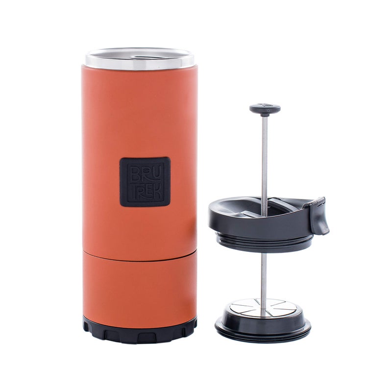 BruTrek OVRLNDR Travel Coffee French Press, 24 fl.oz Drinkable Capacity, Vacuum Insulated, Easy To Clean Removable Bottom, No Spill Lid, On The Go Coffee Brewing (Red Rock) - Image 3